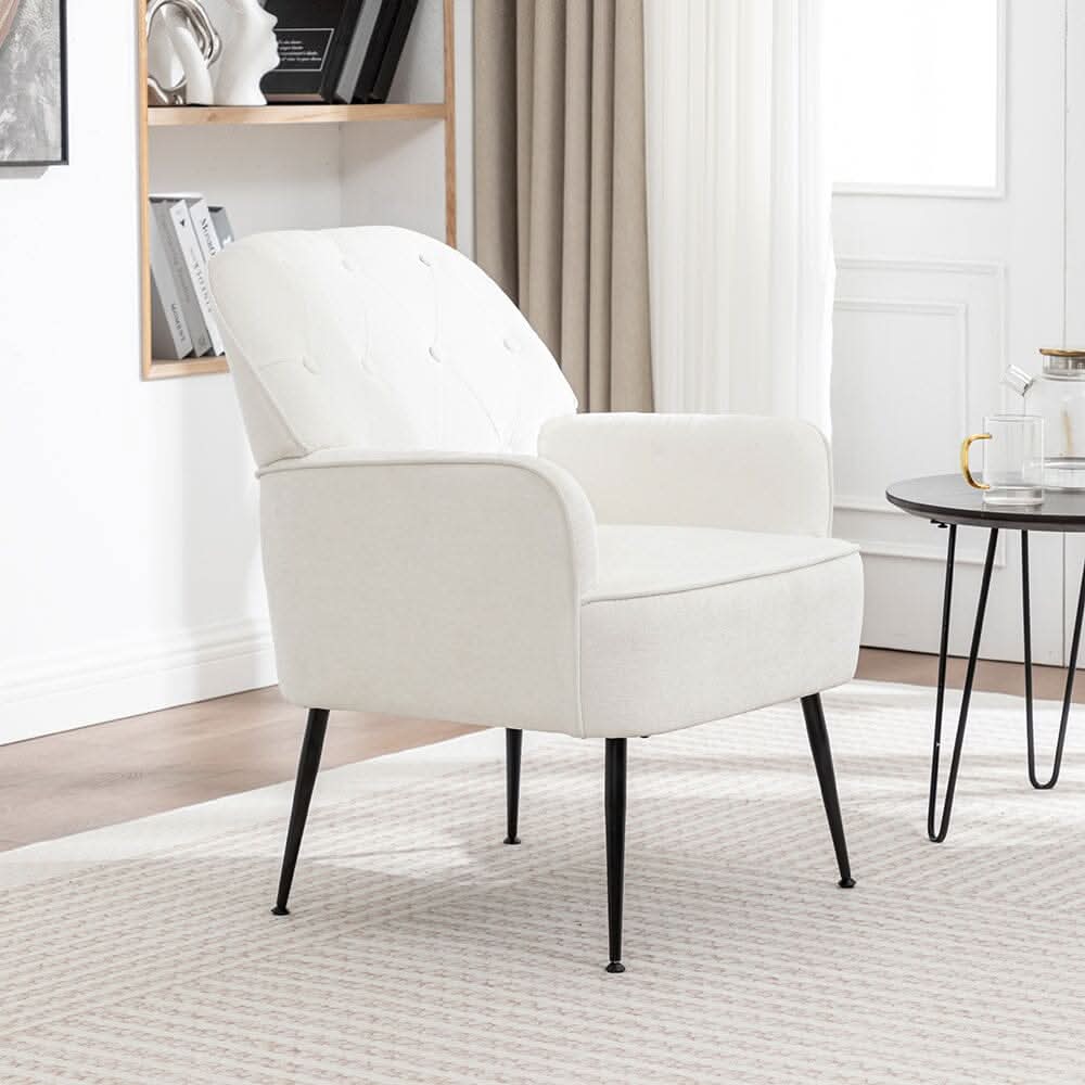 Chenille Accent Chair with Metal Legs & Quick Pin Assembly