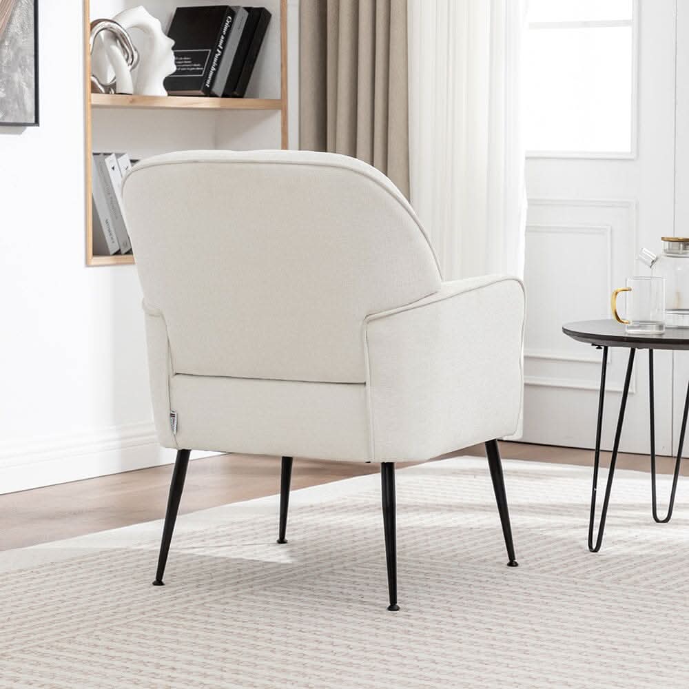 Chenille Accent Chair with Metal Legs & Quick Pin Assembly