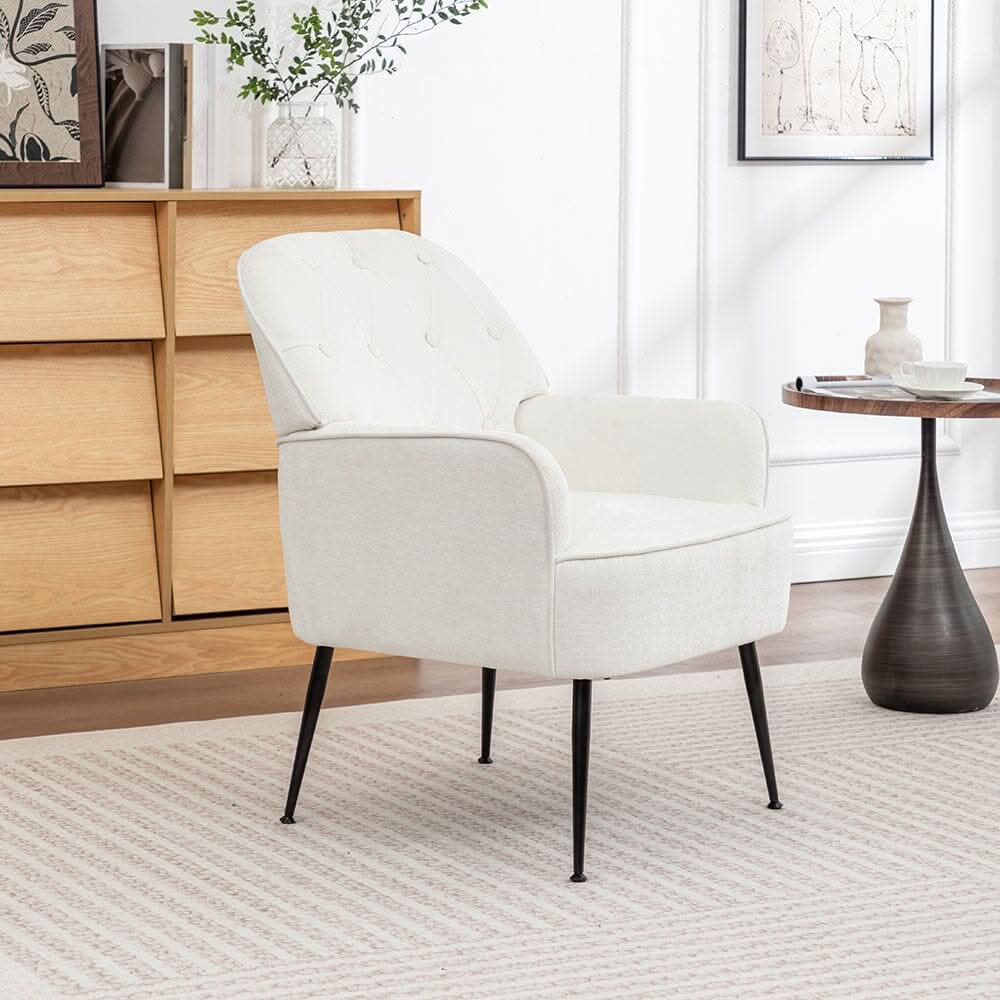 Chenille Accent Chair with Metal Legs & Quick Pin Assembly