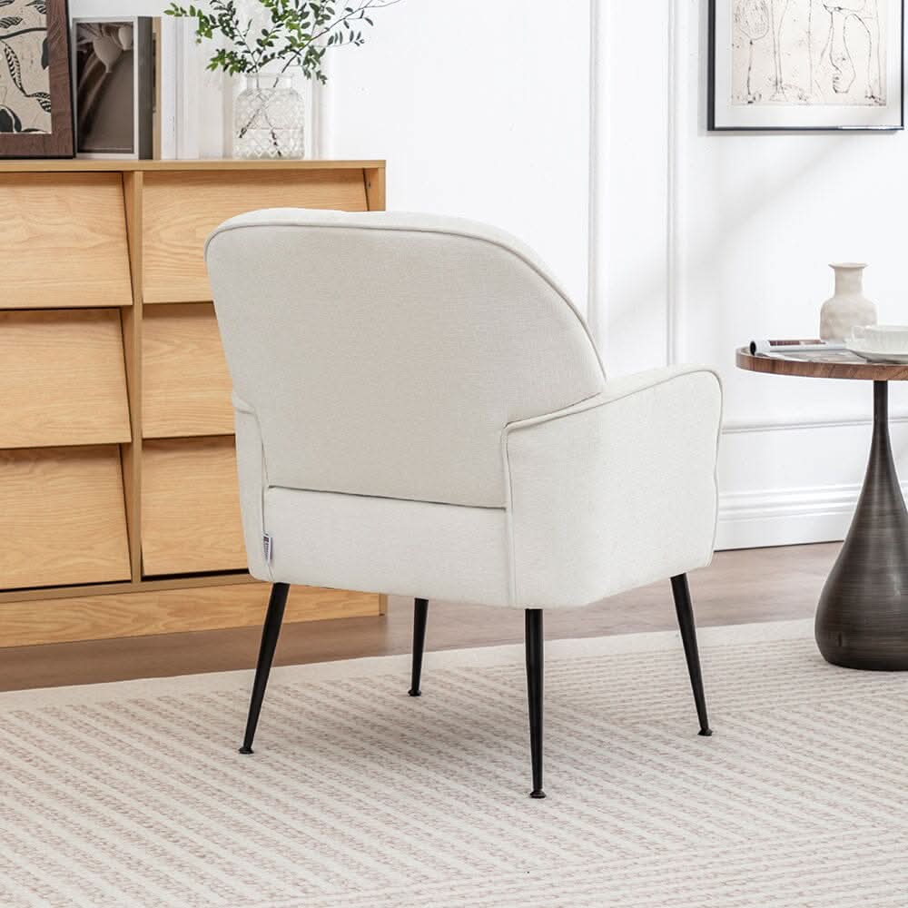 Chenille Accent Chair with Metal Legs & Quick Pin Assembly