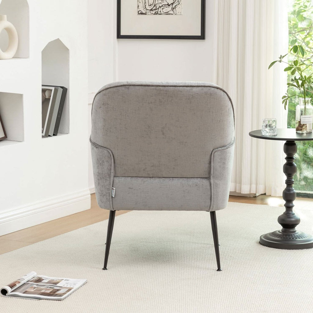 Chenille Accent Chair with Metal Legs & Quick Pin Assembly