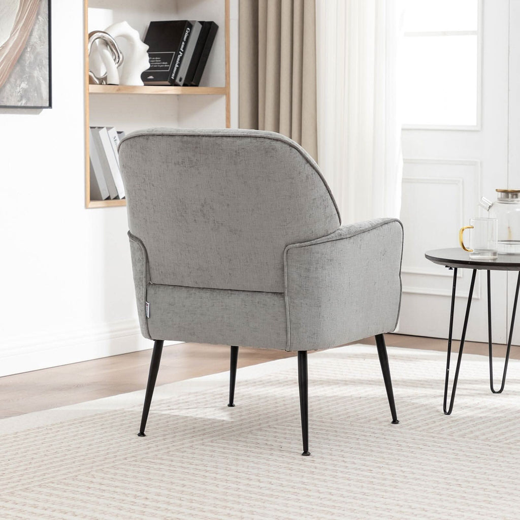 Chenille Accent Chair with Metal Legs & Quick Pin Assembly