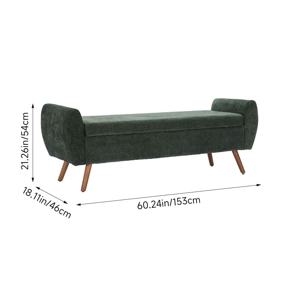 Upholstered Storage Bench with Lift-Up Seat and Wooden Legs