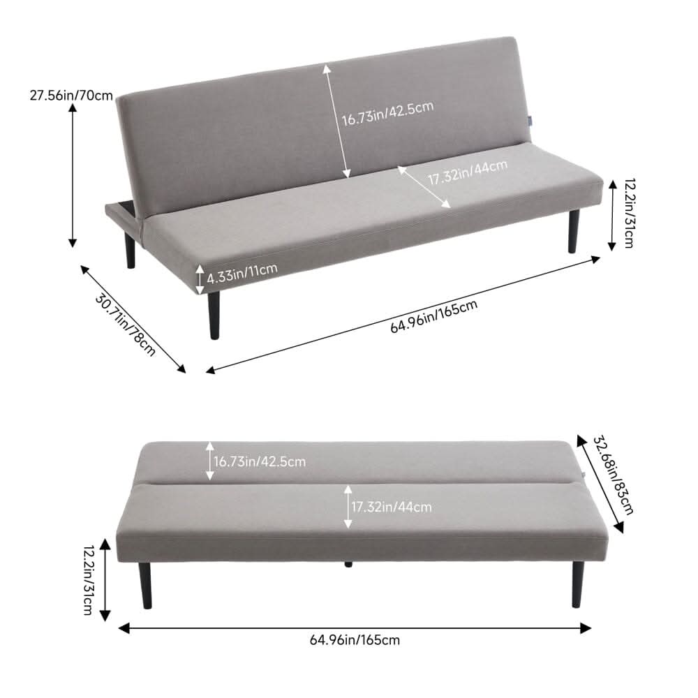 Convertible Sofa Bed with Dot Velvet Upholstery and Plastic Legs