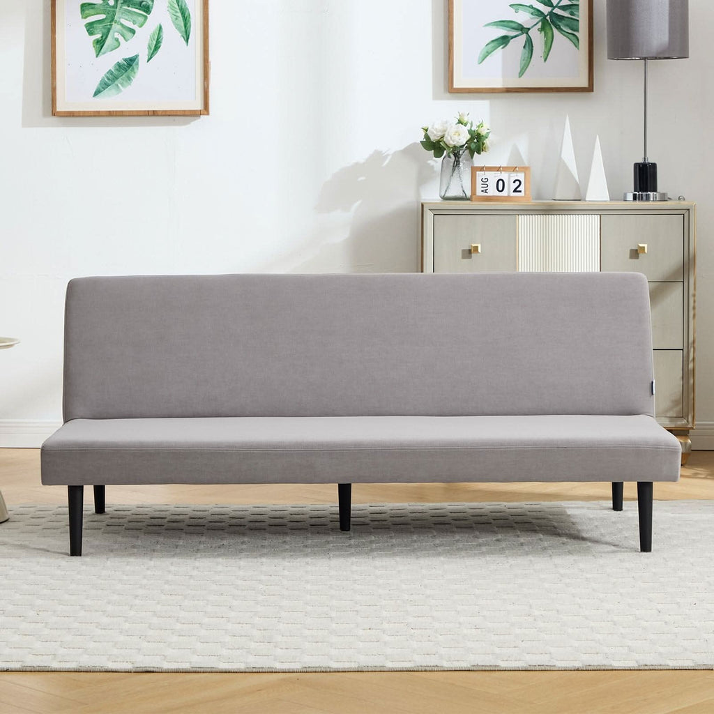 Convertible Sofa Bed with Dot Velvet Upholstery and Plastic Legs