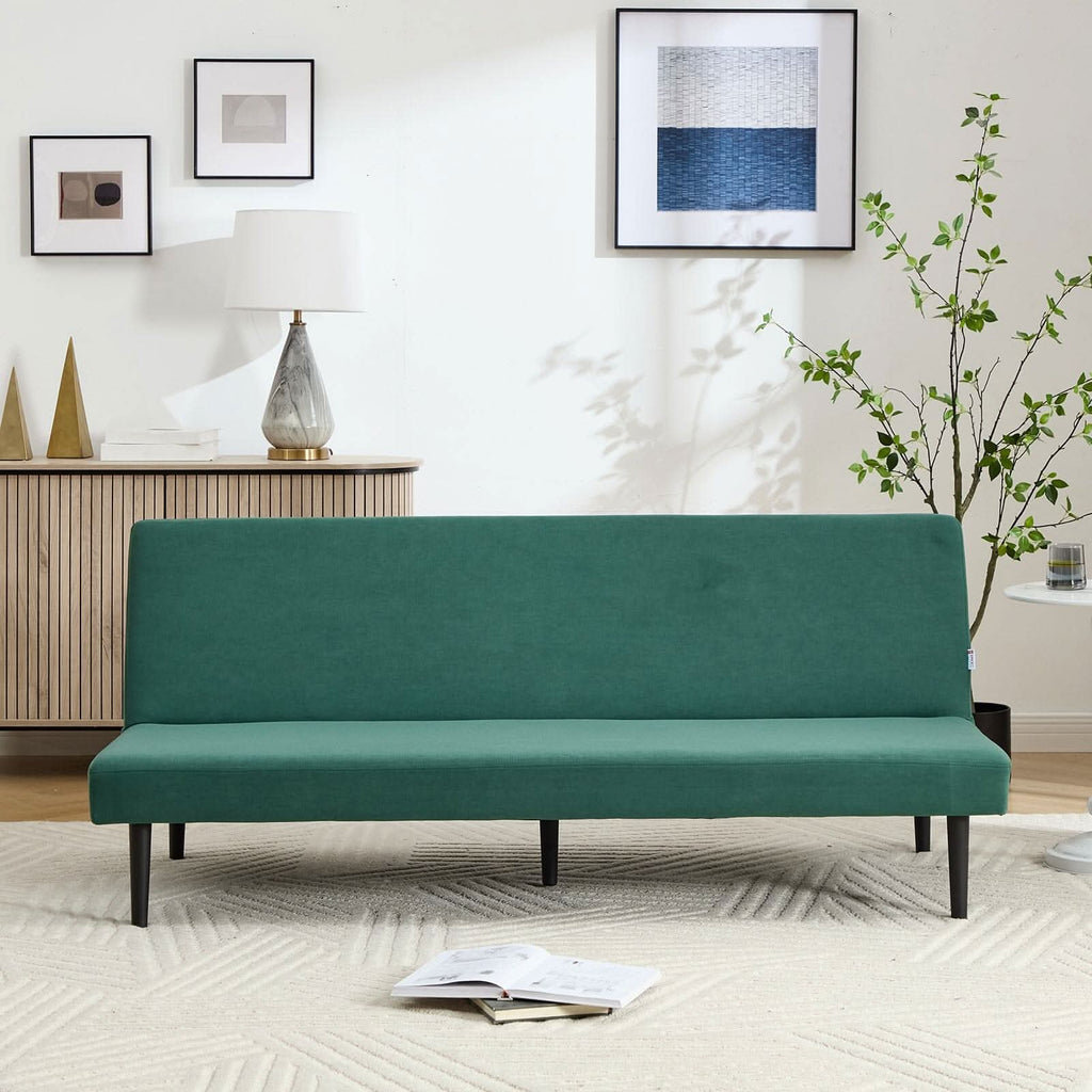 Convertible Sofa Bed with Dot Velvet Upholstery and Plastic Legs