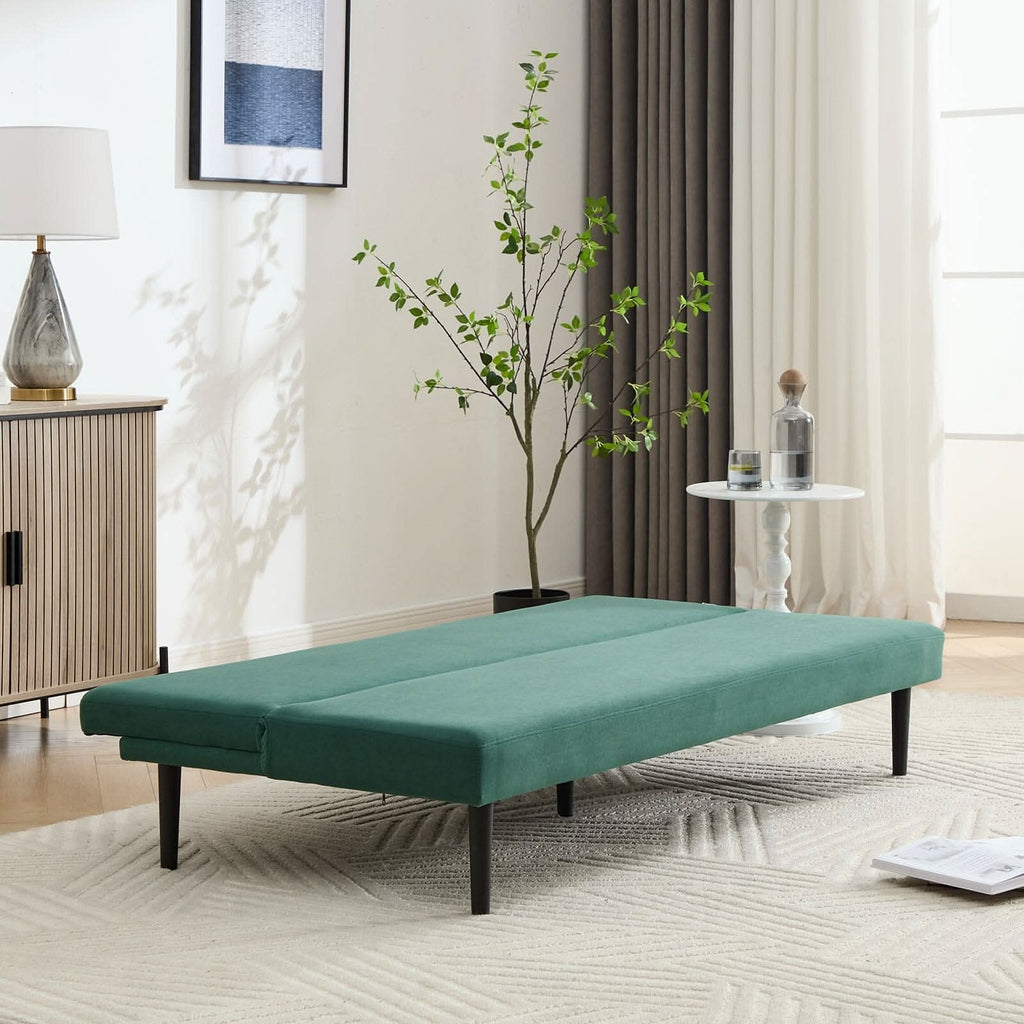 Convertible Sofa Bed with Dot Velvet Upholstery and Plastic Legs