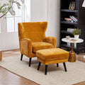 Chenille & Velvet Accent Chair with Ottoman Set