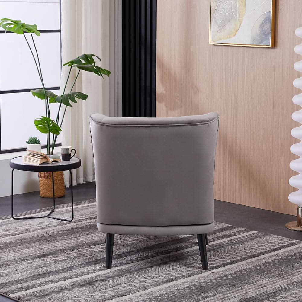 Chenille & Velvet Accent Chair with Ottoman Set