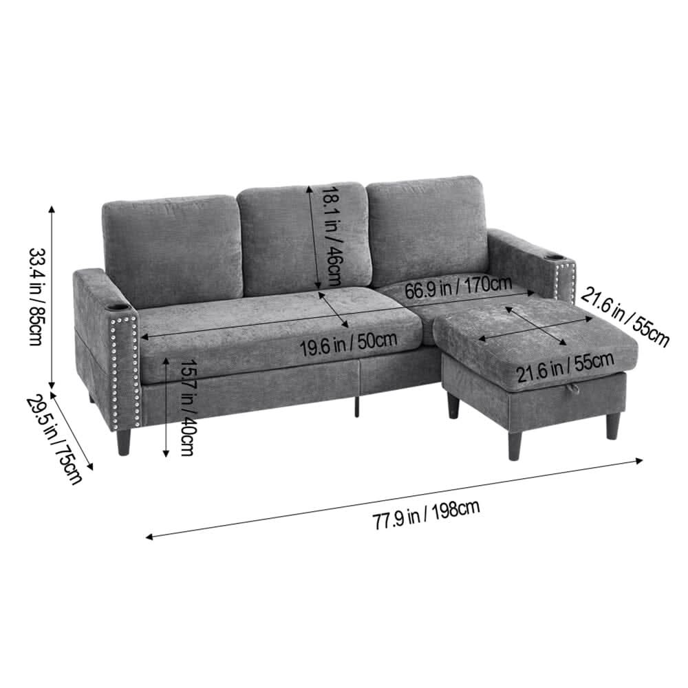Plush Upholstered 3-Seater Sofa With Reinforced Frame