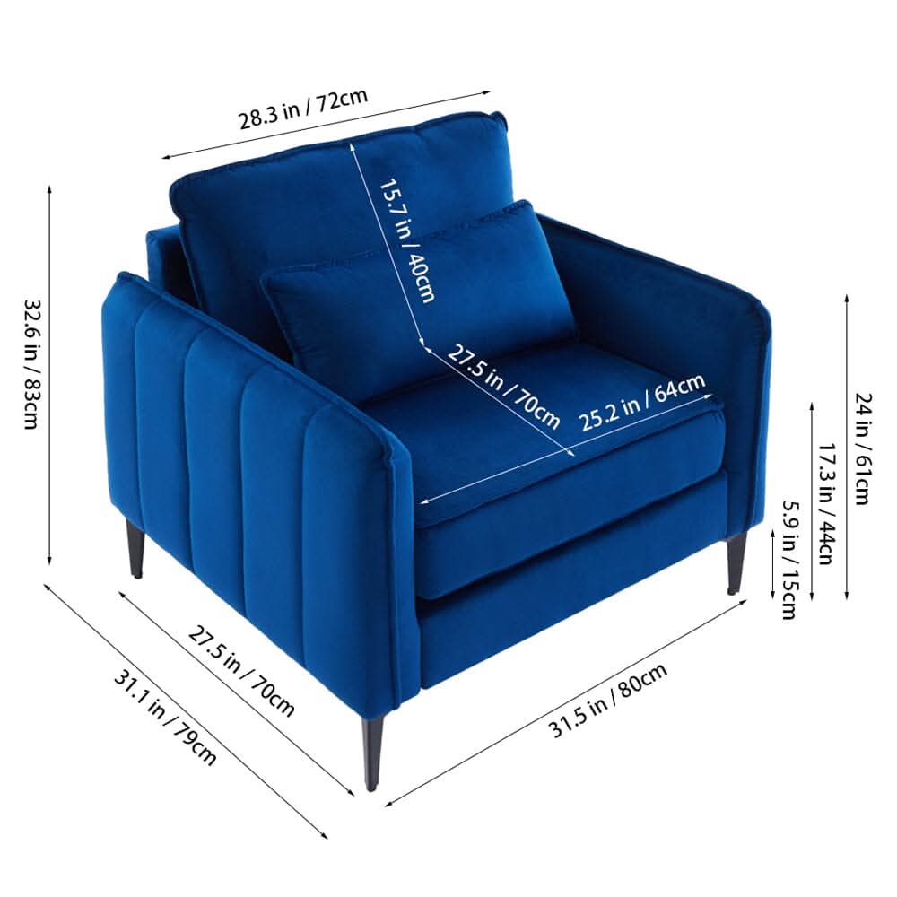 Upholstered Accent Chair (Model 02) With Detachable Pillow & Lumbar Support