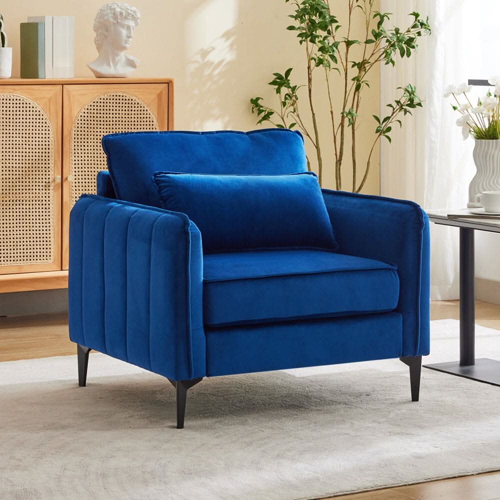 Upholstered Accent Chair (Model 02) With Detachable Pillow & Lumbar Support