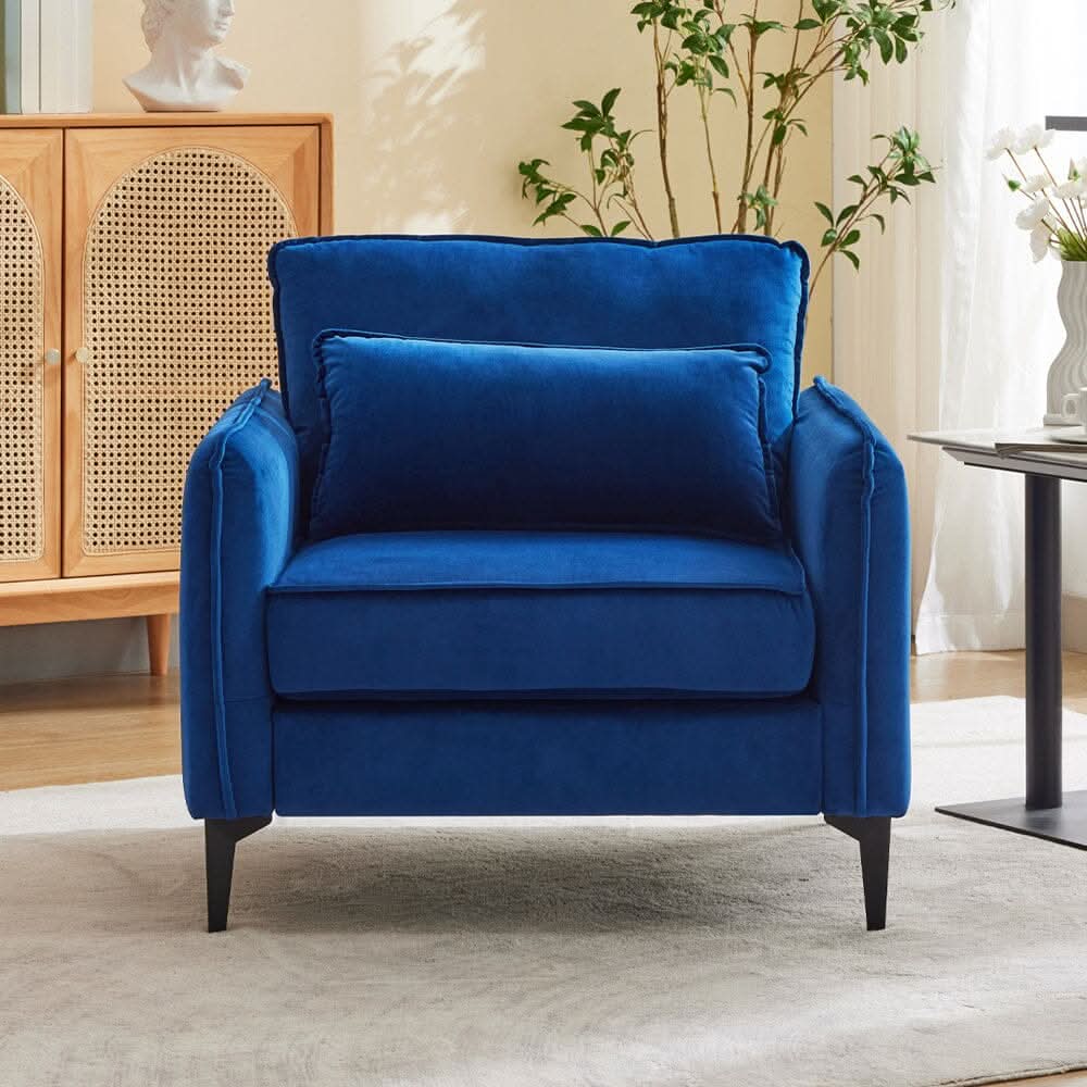 Upholstered Accent Chair (Model 02) With Detachable Pillow & Lumbar Support