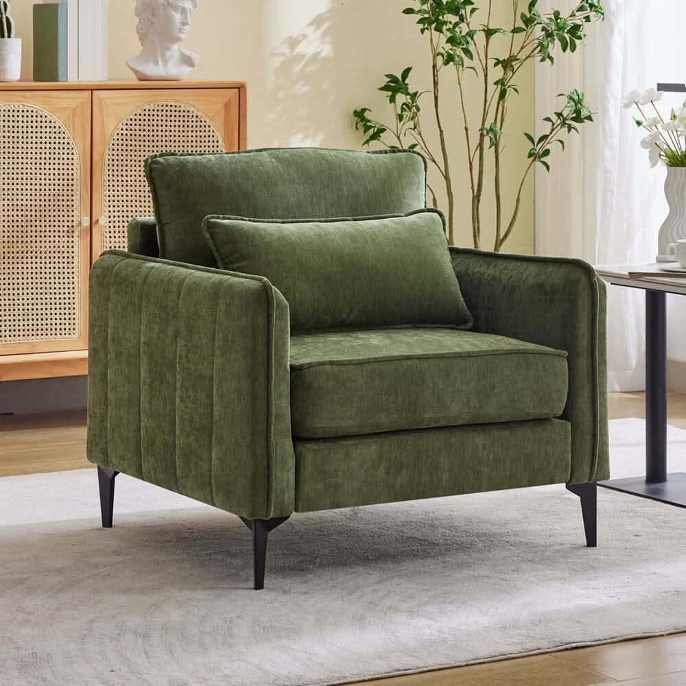 Upholstered Accent Chair (Model 02) With Detachable Pillow & Lumbar Support