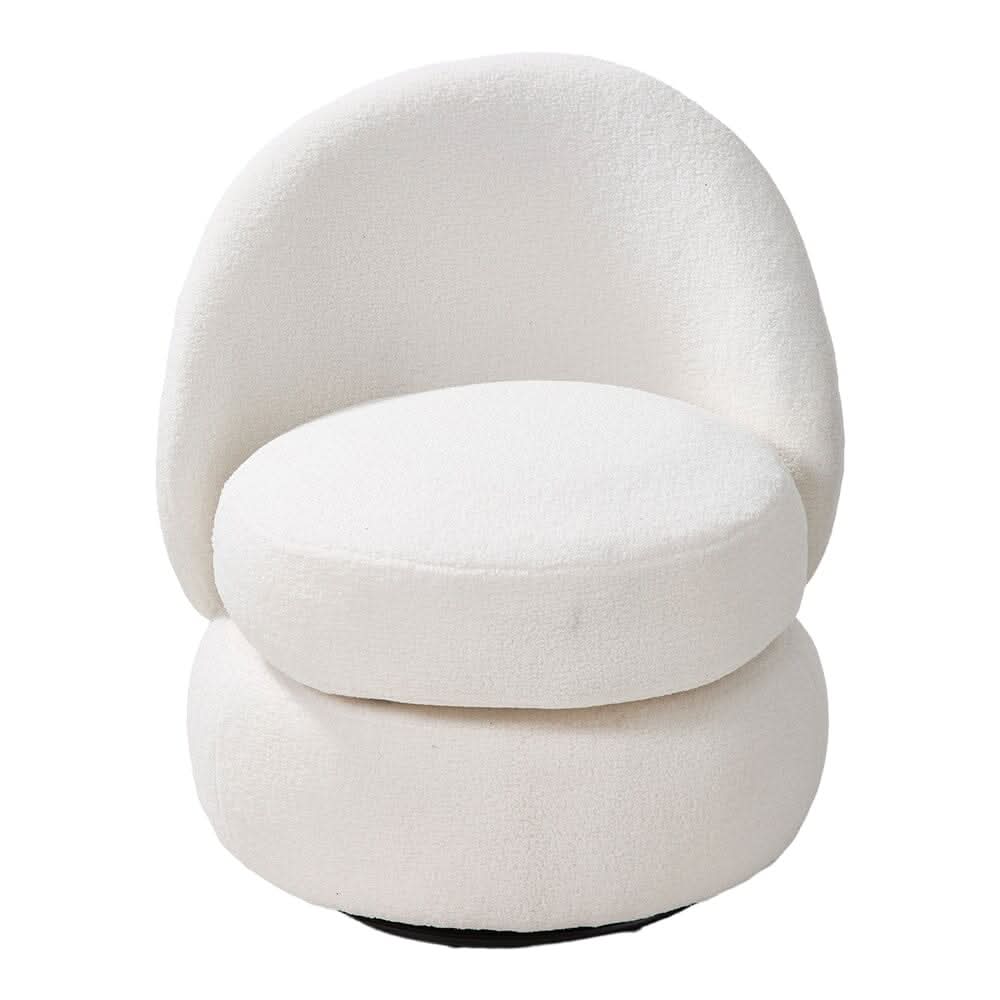 White Teddy Fleece Swivel Accent Chair