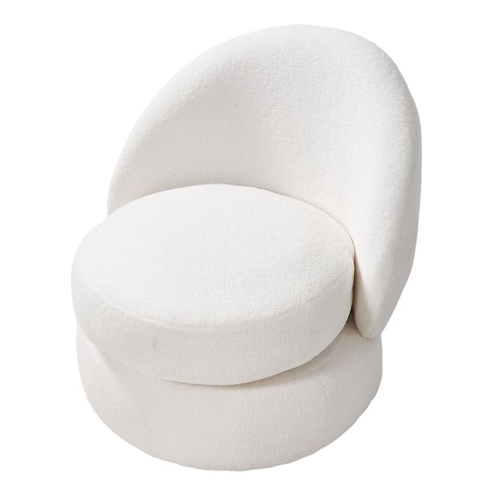 White Teddy Fleece Swivel Accent Chair