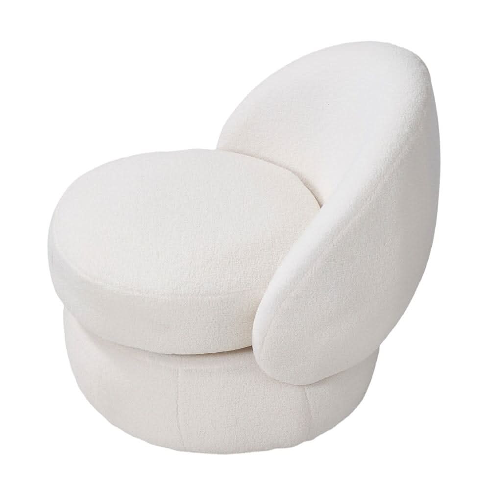 White Teddy Fleece Swivel Accent Chair