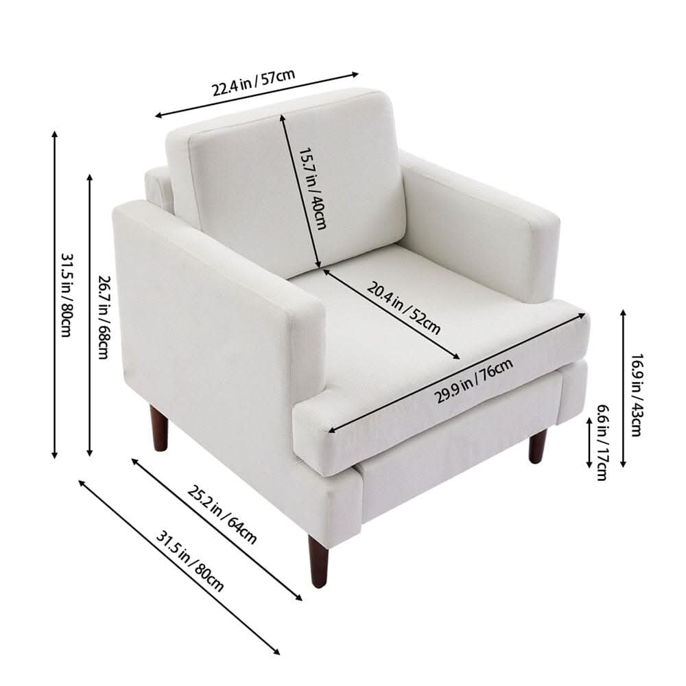 Upholstered Accent Chair (Model 04) With Detachable Pillows & Reinforced Frame