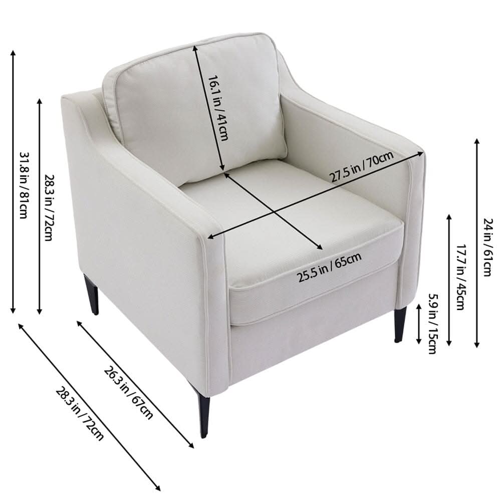 Upholstered Accent Chair (Model 05) With Detachable Pillows & Reinforced Frame