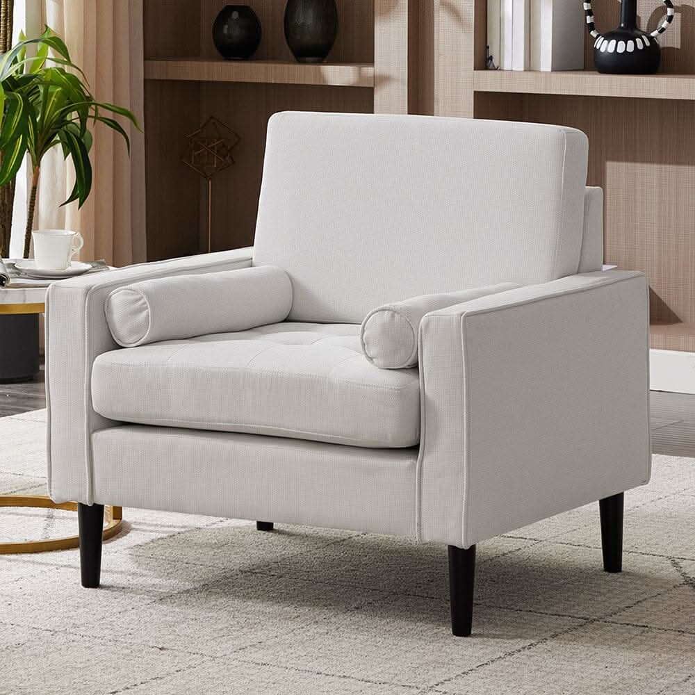 Upholstered Accent Chair (Model 06) With Detachable Pillows & Reinforced Frame