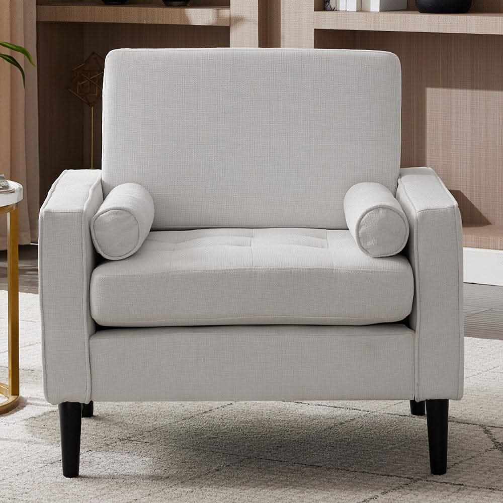 Upholstered Accent Chair (Model 06) With Detachable Pillows & Reinforced Frame