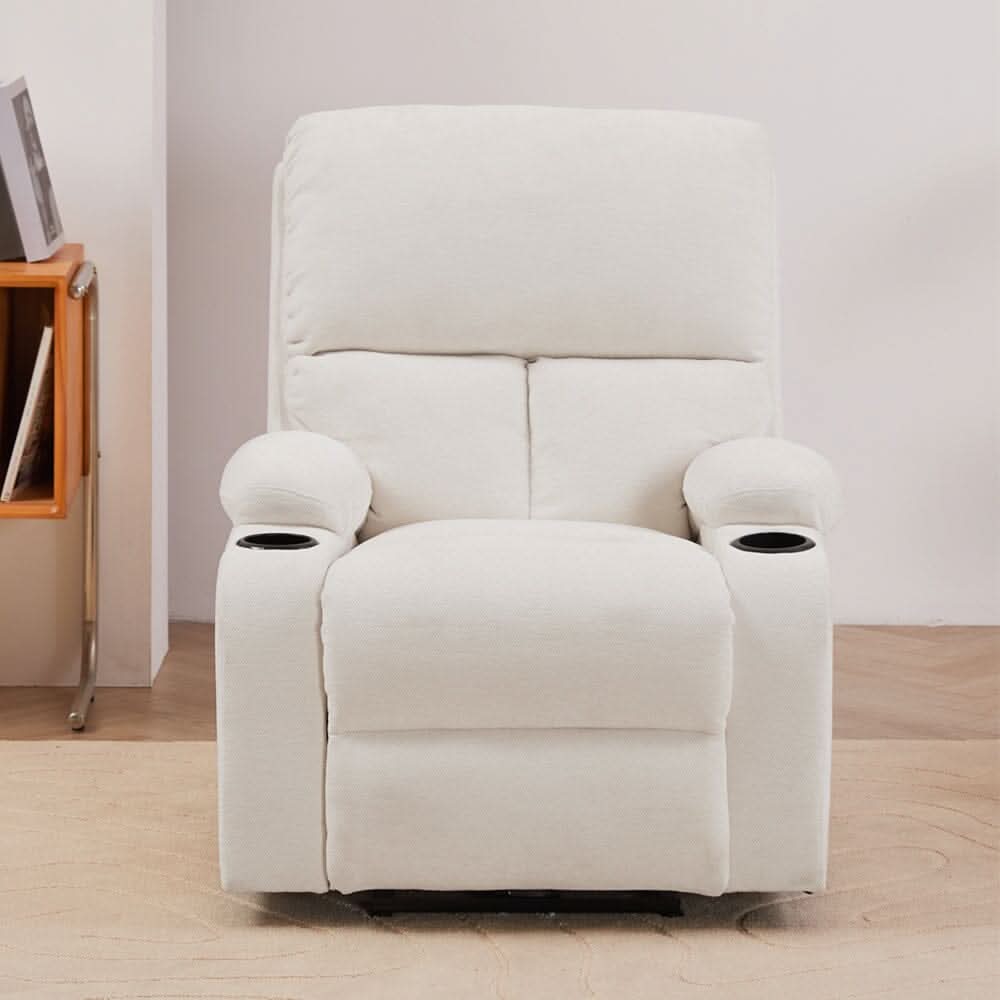 Electric Recliner Sofa with 8-Point Massage Heating Function and Cup Holders