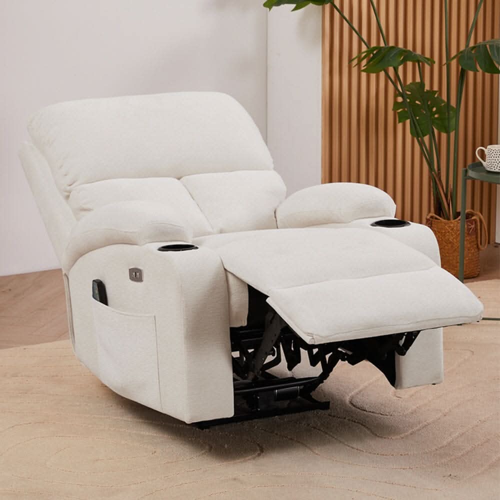 Electric Recliner Sofa with 8-Point Massage Heating Function and Cup Holders