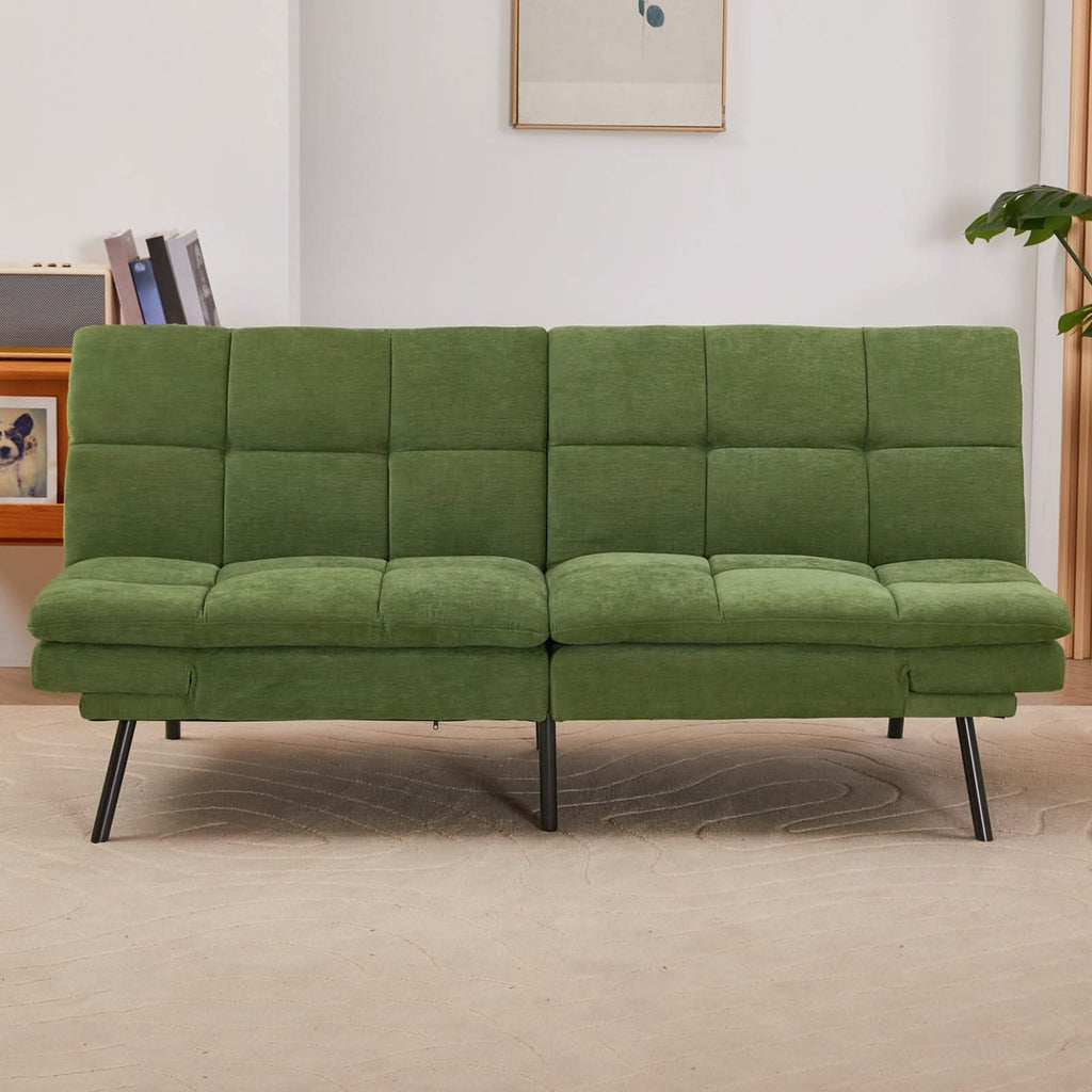 Adjustable Sofa Bed with Tufted Upholstery and Foldable Armrests