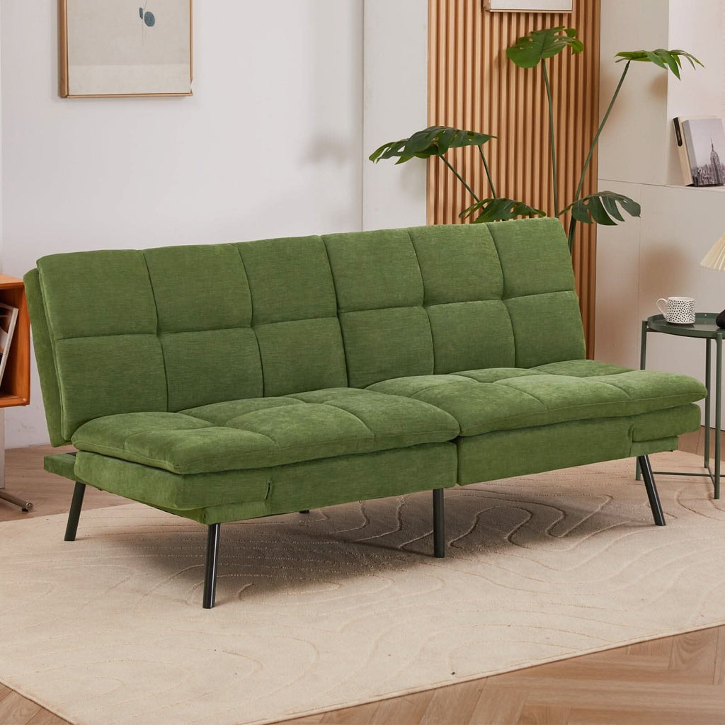 Adjustable Sofa Bed with Tufted Upholstery and Foldable Armrests