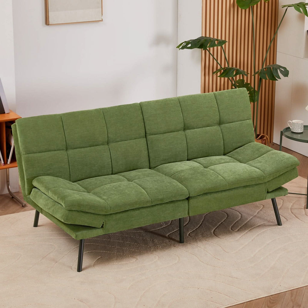 Adjustable Sofa Bed with Tufted Upholstery and Foldable Armrests