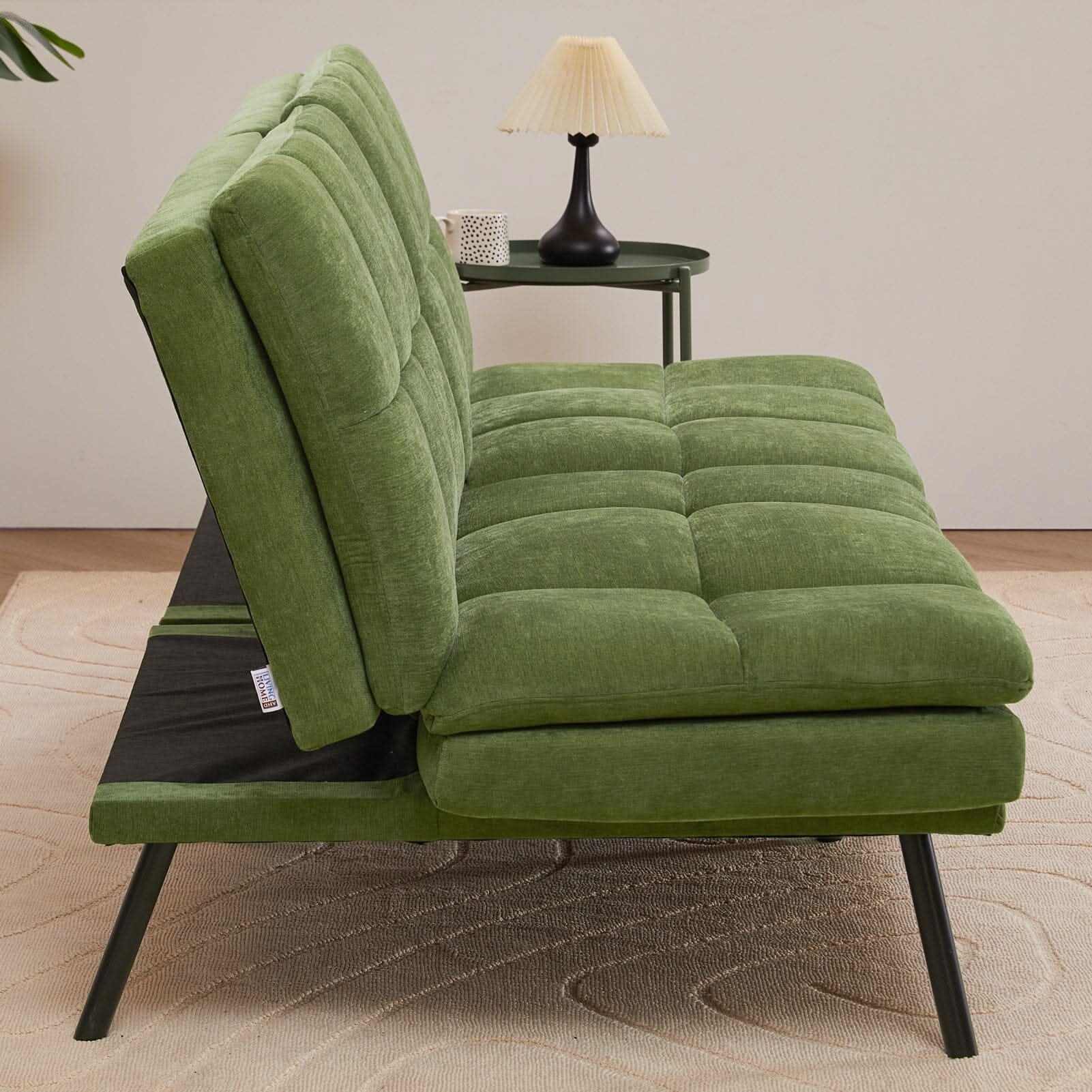 Adjustable Sofa Bed with Tufted Upholstery and Foldable Armrests