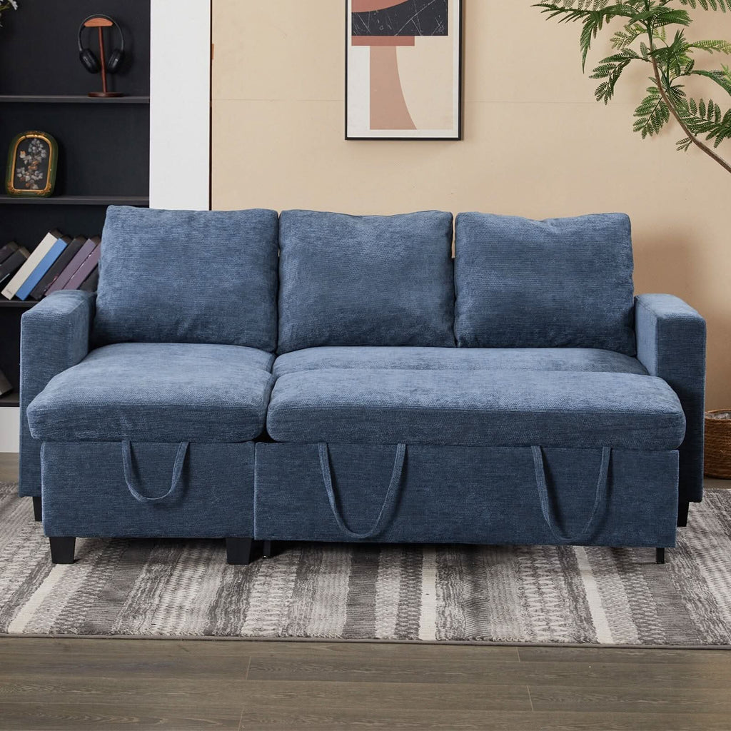 Pull-Out Sofa Bed with Storage Chaise and Soft Upholstery