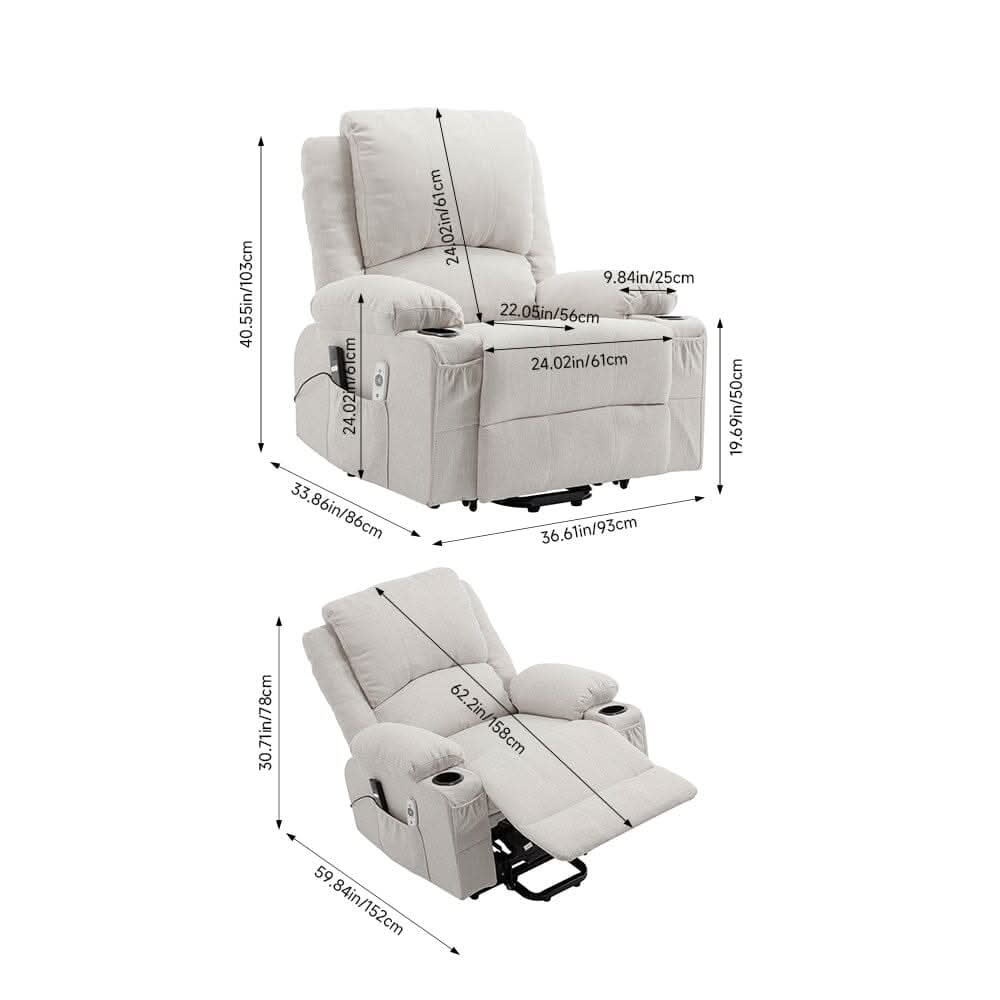 Electric Recliner Chair (Model 01) with Massage Heating Function and Cup Holders