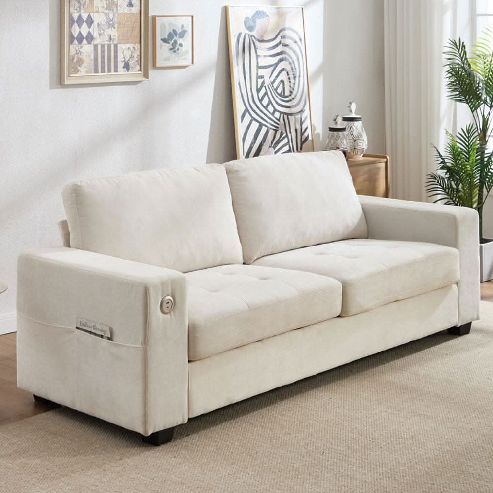 Three-Seater Two-Seat Sofa with USB Ports and Chenille Upholstery