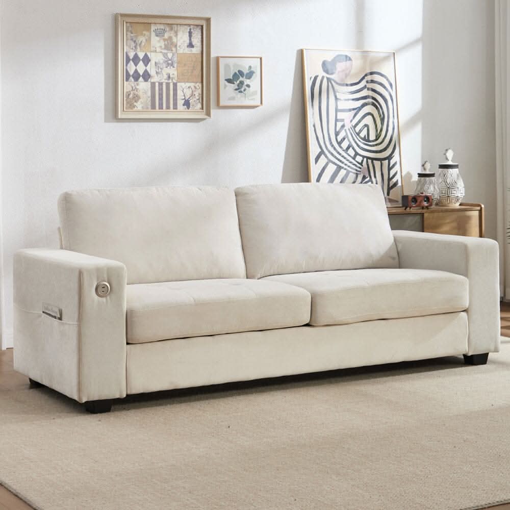 Three-Seater Two-Seat Sofa with USB Ports and Chenille Upholstery