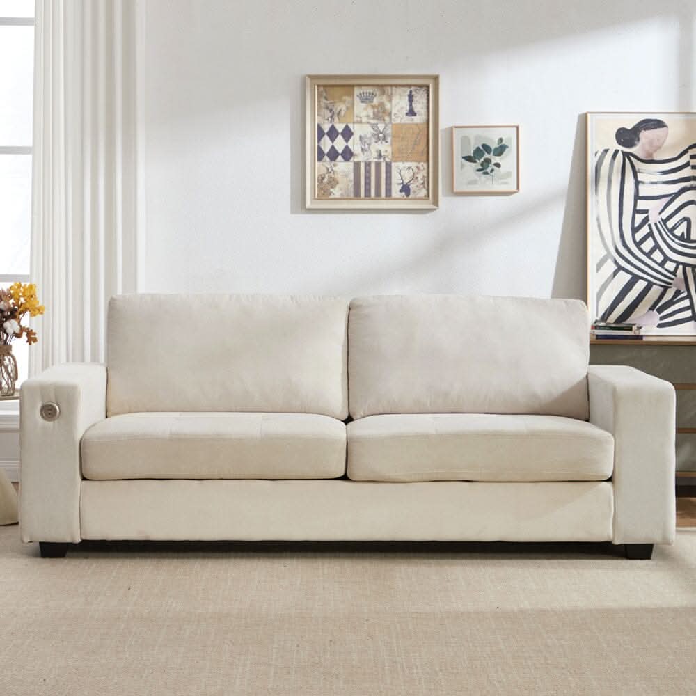 Three-Seater Two-Seat Sofa with USB Ports and Chenille Upholstery