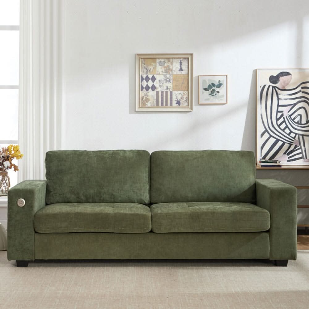 Three-Seater Two-Seat Sofa with USB Ports and Chenille Upholstery