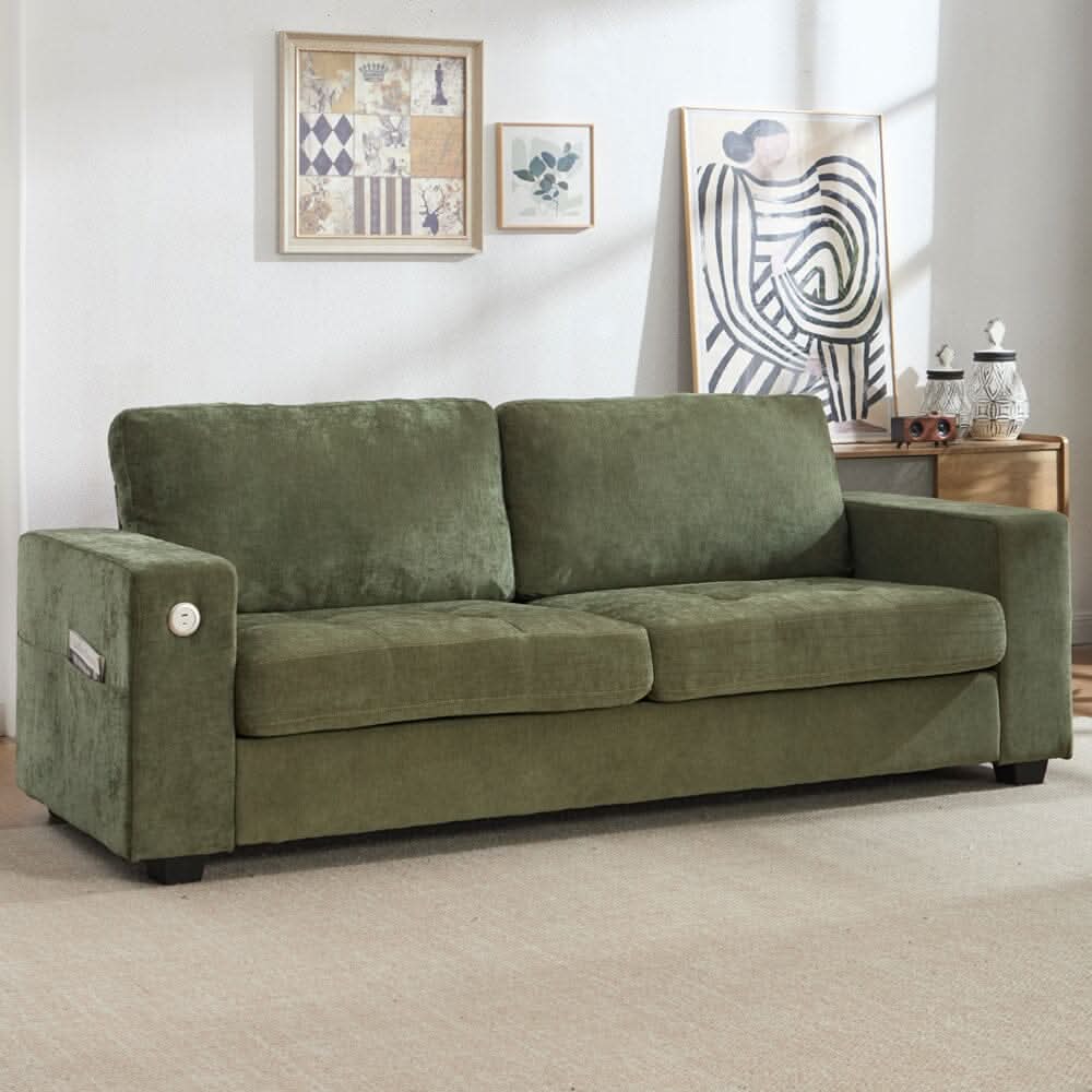 Three-Seater Two-Seat Sofa with USB Ports and Chenille Upholstery