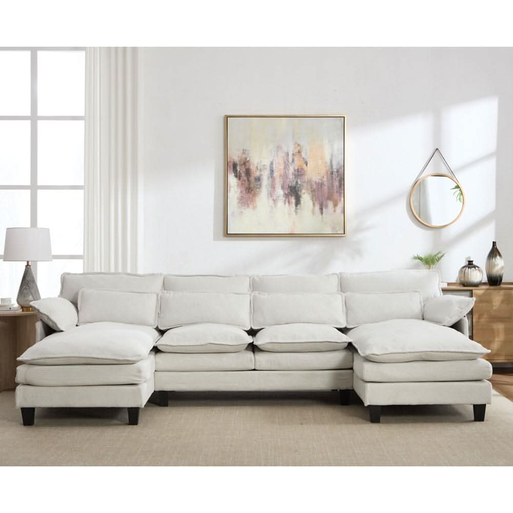 Modular Sofa with Chenille Upholstery and Customizable Configuration