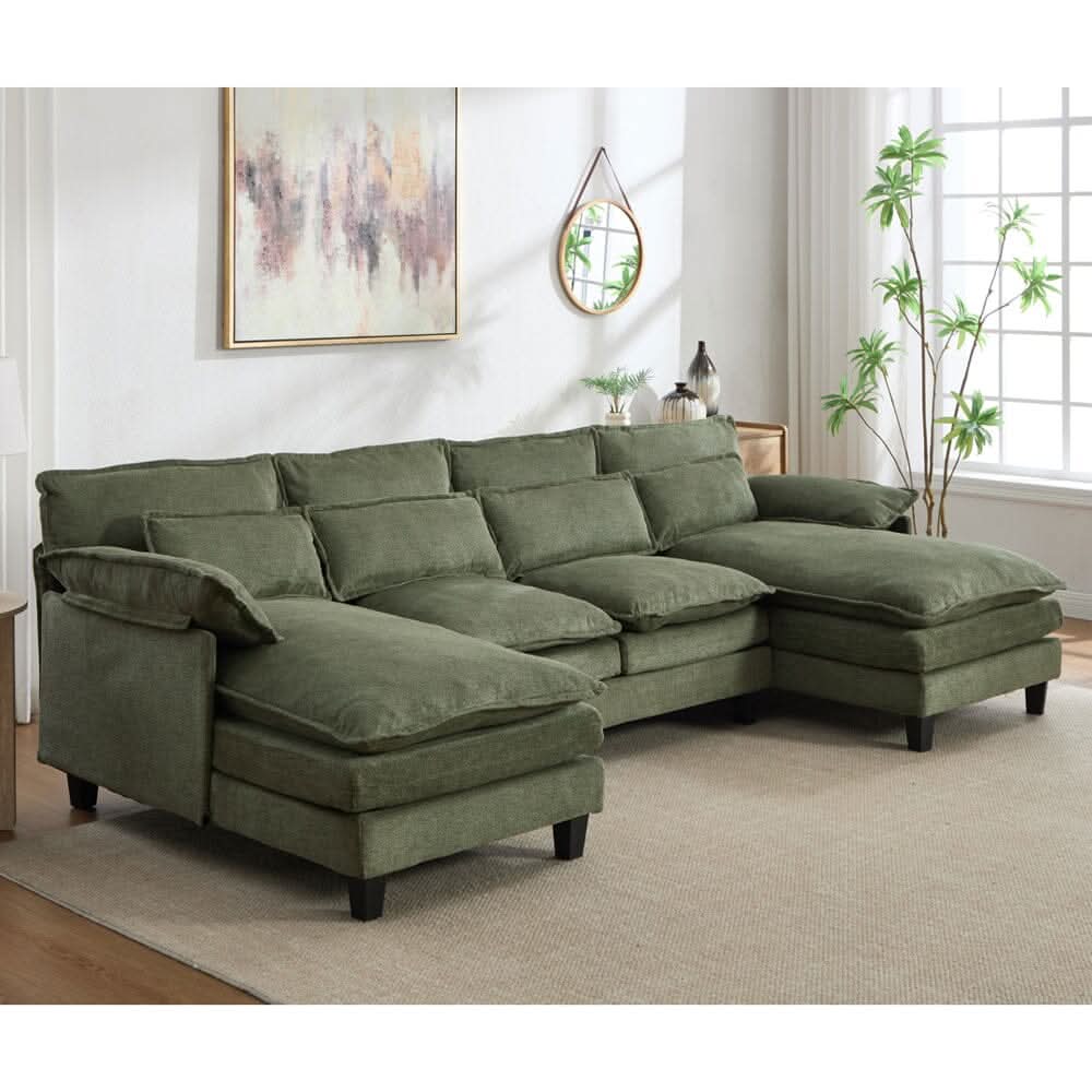 Modular Sofa with Chenille Upholstery and Customizable Configuration