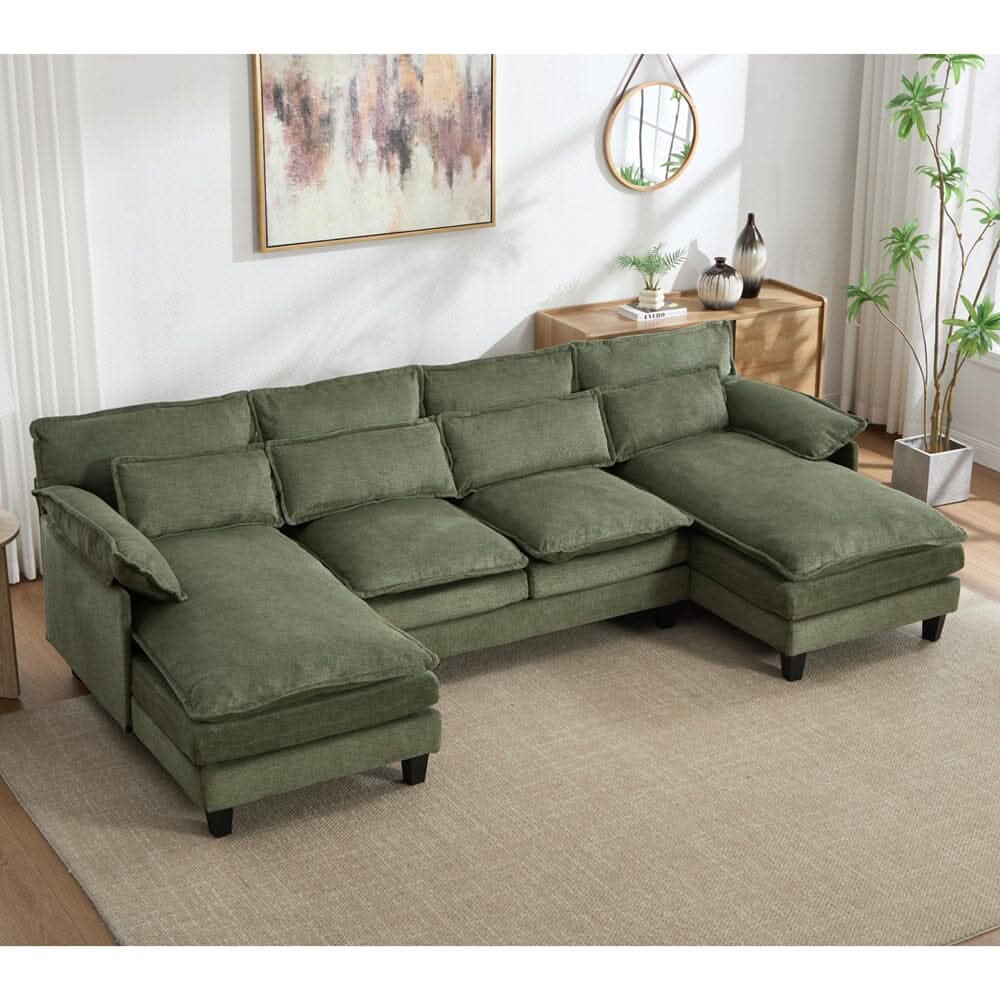 Modular Sofa with Chenille Upholstery and Customizable Configuration