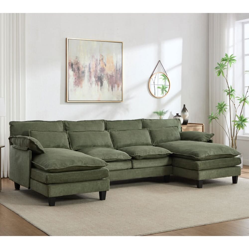 Modular Sofa with Chenille Upholstery and Customizable Configuration
