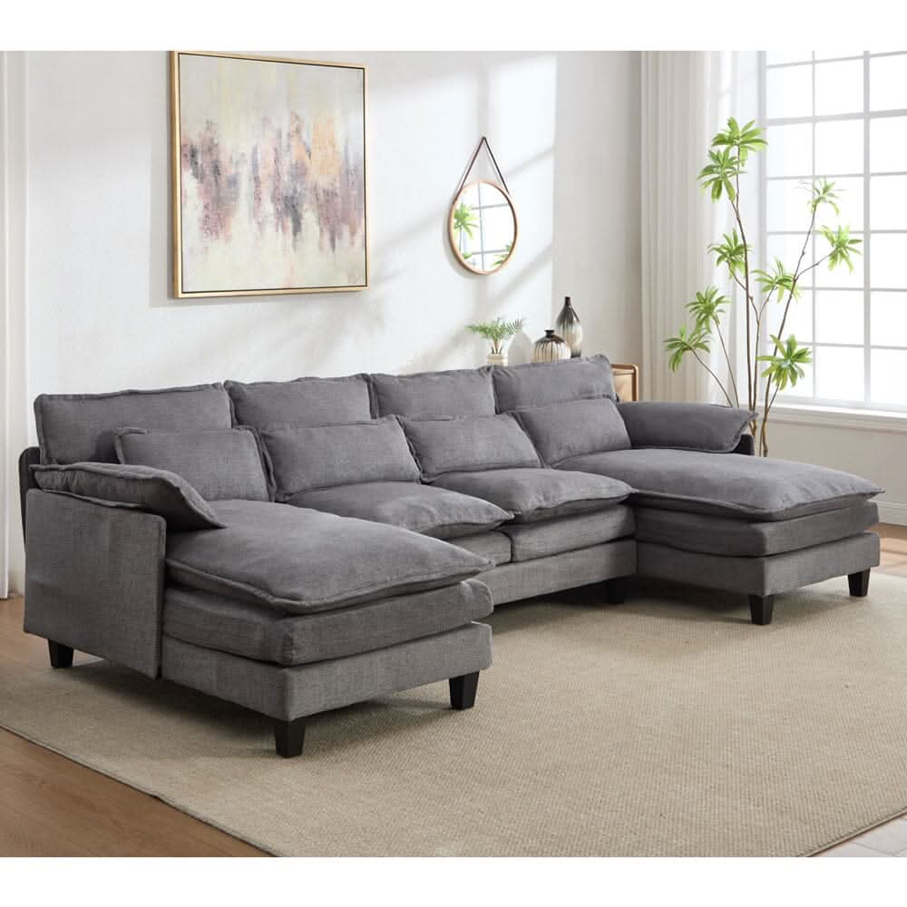 Modular Sofa with Chenille Upholstery and Customizable Configuration
