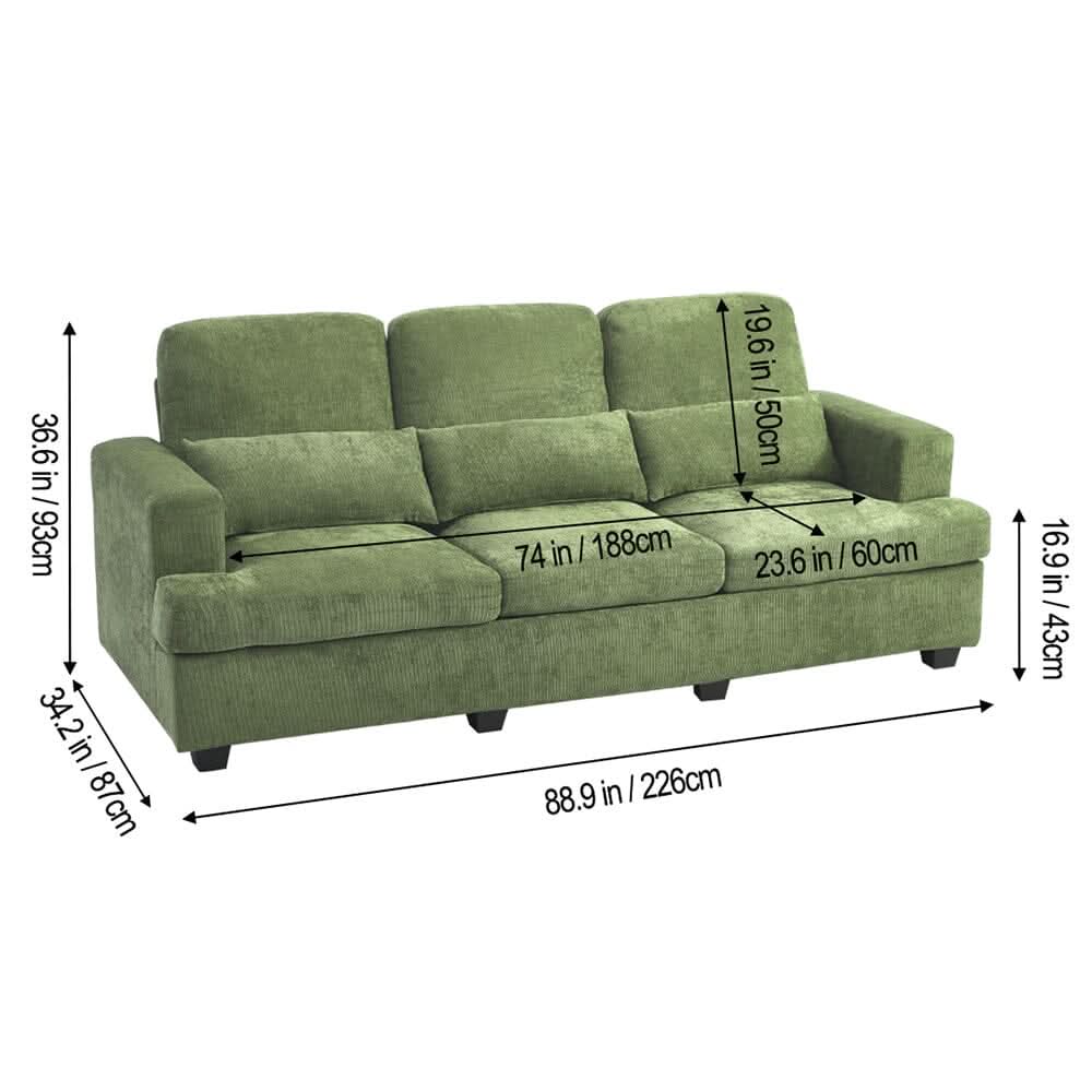 Three-Seater Sofa with Chenille Upholstery and Plush Cushioning