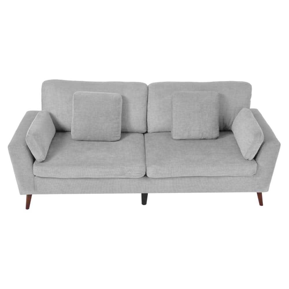 Two-Seater Sofa with Chenille Upholstery and Painted Wooden Legs