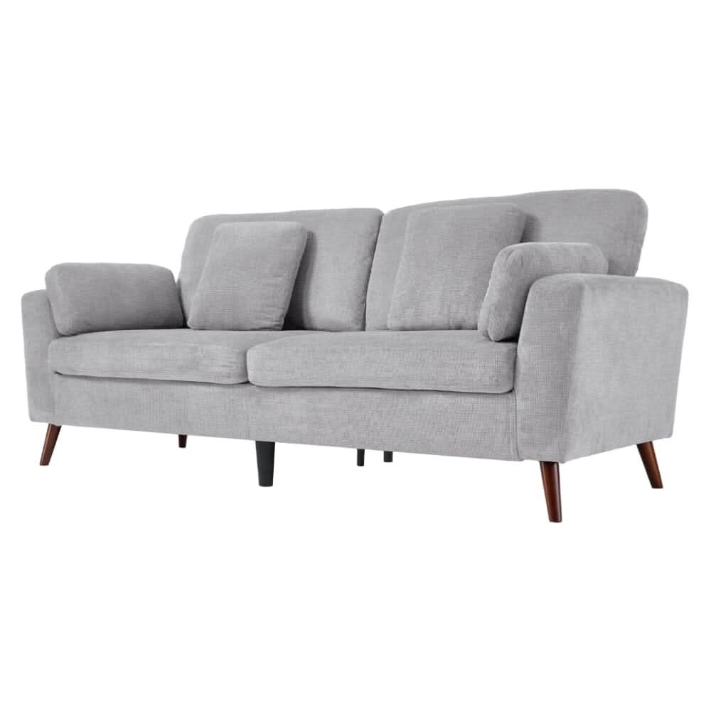 Two-Seater Sofa with Chenille Upholstery and Painted Wooden Legs