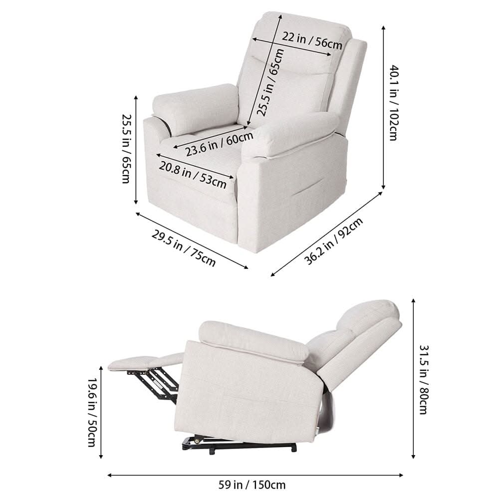 Electric Lift Recliner Chair for Elderly with 135° Recline and UK Plug