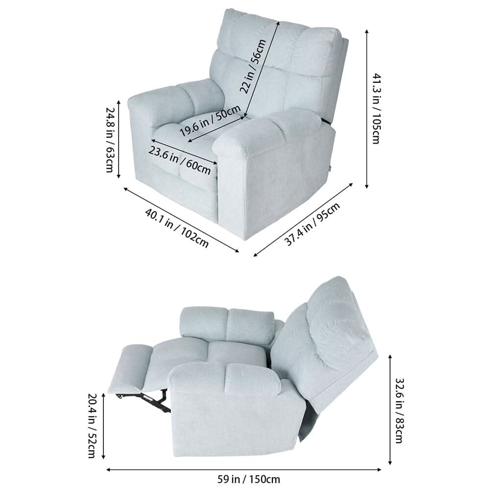 Electric Recliner Chair with Rocking & Swivel Functions and UK Plug