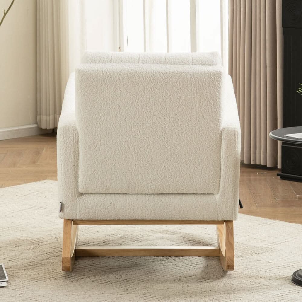 Modern Teddy Fabric Rocking Chair with USB Charging Port