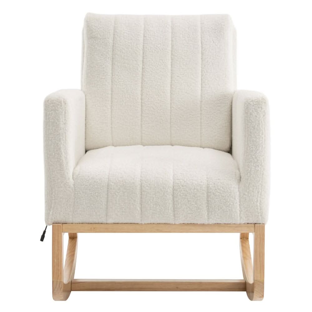 Modern Teddy Fabric Rocking Chair with USB Charging Port